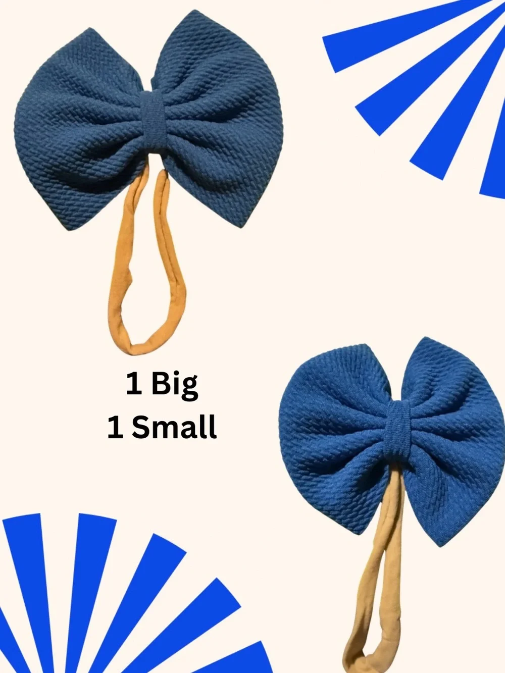 Blue Bow Elastic Hair Tie Set - 1 Big & 1 Small